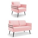 Ver imagem 1 de Kit 01 Namoradeira e 01 Poltrona Suede Rosa Bebê