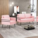Ver mais imagens de Kit 01 Namoradeira e 01 Poltrona Suede Rosa Bebê