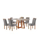 Ver imagem 4 de Conjunto Sala de Jantar 6 Lugares Tampo MDF Cadeiras Linho Cinza Mescla 160cm Móveis Mundial