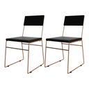 Ver imagem 1 de Kit 2 Cadeiras de Jantar Málaga Corino Base Cobre para Mesa Sala Cozinha e Decoração - Cobre/preto