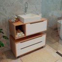 Ver imagem 7 de Kit Balcão e Gabinete de Banheiro com Cuba Karina Amêndoa/branco