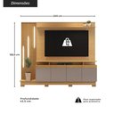 Ver imagem 2 de Rack Painel para TV 65 Polegadas Crjcm-RCP004 200cm MDP MDF com LED 4 Portas Madeirado Cinza