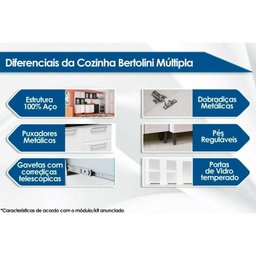 Kit de Cozinha Modulada 4 Peças Múltipla (2 Armários + 1 Balcão + 1 Paneleiro) C4p75 Branco/ - 2