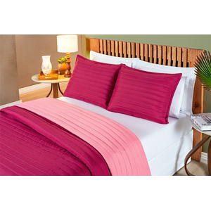 Colcha cobre-leito com capas travesseiro cama queen micro percal 200 fios pink