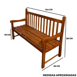 Banco de Jardim Namoradeira de Madeira 3 Lugares com Verniz - 7