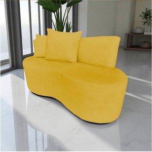 Namoradeira Sofá 2 Lugares Yara Orgânica Couro Amarelo
