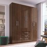 Guarda Roupa Casal Grande Armário Roupeiro Basic 6 Portas 3 Gavetas Cabideiro Quarto Marrom Cacau - 1