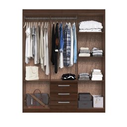 Guarda Roupa Casal Grande Armário Roupeiro Basic 6 Portas 3 Gavetas Cabideiro Quarto Marrom Cacau - 4 Guarda Roupa Casal Grande Armário Roupeiro Basic 6 Portas 3 Gavetas Cabideiro Quarto Marrom Cacau - 4