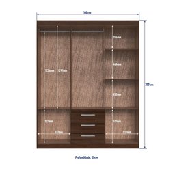 Guarda Roupa Casal Grande Armário Roupeiro Basic 6 Portas 3 Gavetas Cabideiro Quarto Marrom Cacau - 2 Guarda Roupa Casal Grande Armário Roupeiro Basic 6 Portas 3 Gavetas Cabideiro Quarto Marrom Cacau - 2