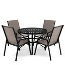 Ver imagem 1 de Mesa 4 Cadeiras Ripado Piscina Alumínio Preto e Tela Fendi