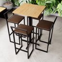 Ver imagem 1 de Conjunto Mesa Alta Bar Bistrô Quadrada Pinus 4 Banquetas Confort Estofado Don Castro