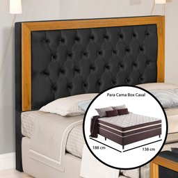 Conjunto Cabeceira com Recamier Casal 1.40 Acabamento em Madeira Imperial Pávia Preto - LH Móveis - 8