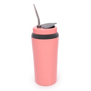 Copo Térmico Para Tereré Bebidas Geladas Com Canudo Aço Inox 650ml - Wp - Rosa