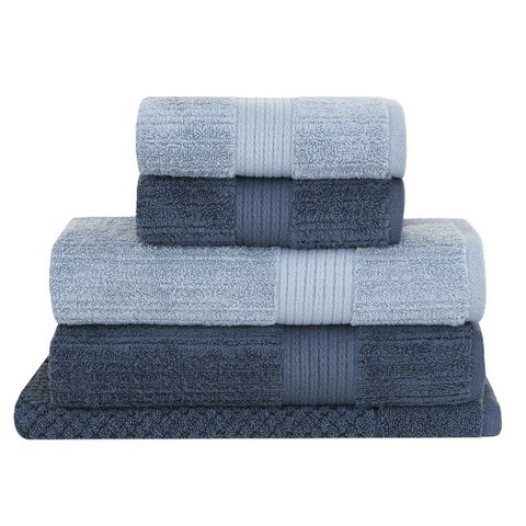 Jogo Toalhas Banhão Buddemeyer 5p Fio Penteado Azul 0131