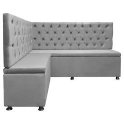 Conjunto Canto Alemão com Bau para Bar Lanchonete Capitone Cinza Claro 125x160cm Sofa Store - 5