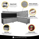 Ver mais imagens de Conjunto Canto Alemão com Bau para Bar Lanchonete Capitone Cinza Claro 125x160cm Sofa Store