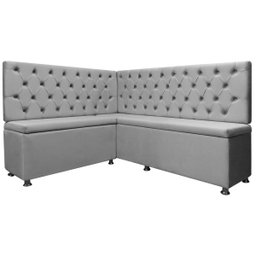 Conjunto Canto Alemão com Bau para Bar Lanchonete Capitone Cinza Claro 125x160cm Sofa Store - 2