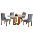 Ver imagem 2 de Conjunto Sala de Jantar 4 Lugares em Madeira Maciça Mesa Lisy e Cadeiras Veludo Móveis Mundial