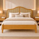 Ver imagem 1 de Cama de Casal com Ratan 140cm Madeira Maciça Trama