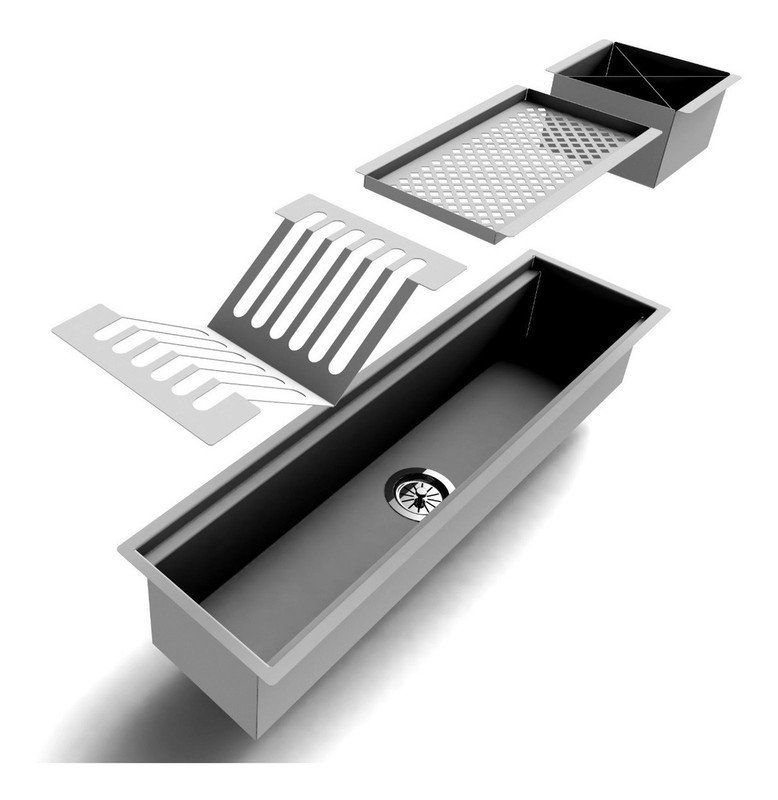 Escorredor de Calha De Inox Gourmet Embutir Ou Sobrepor Pia Alta Qualidade AJL STORE Inox Escovado - 2