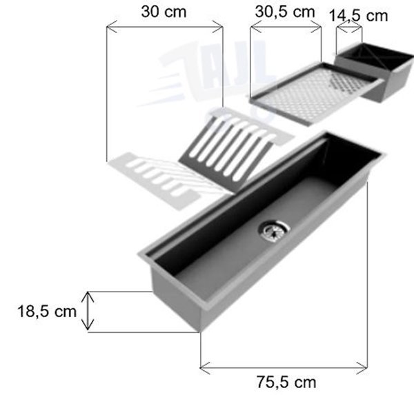 Escorredor de Calha De Inox Gourmet Embutir Ou Sobrepor Pia Alta Qualidade AJL STORE Inox Escovado - 6