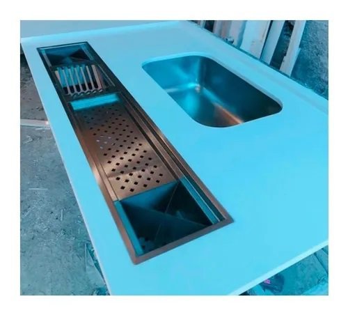Escorredor de Calha De Inox Gourmet Embutir Ou Sobrepor Pia Alta Qualidade AJL STORE Inox Escovado - 3