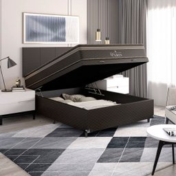 Cama Box Baú Casal + Colchão Paris Molas Ensacadas Pocket - 66x138x188cm - Jacquard - 8