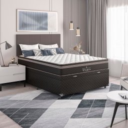 Cama Box Baú Casal + Colchão Paris Molas Ensacadas Pocket - 66x138x188cm - Jacquard - 7