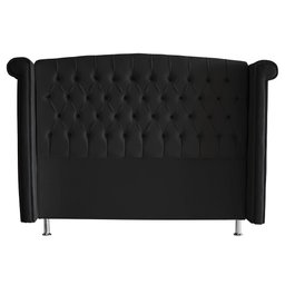 Cabeceira de Cama Box Toquio Casal Queen 160 Cm Suede Preto Ec Móveis - 1