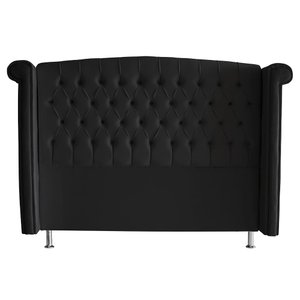 Cabeceira de Cama Box Toquio Casal Queen 160 Cm Suede Preto Ec Móveis