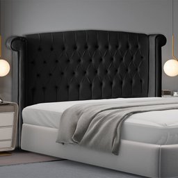 Cabeceira de Cama Box Toquio Casal Queen 160 Cm Suede Preto Ec Móveis - 2