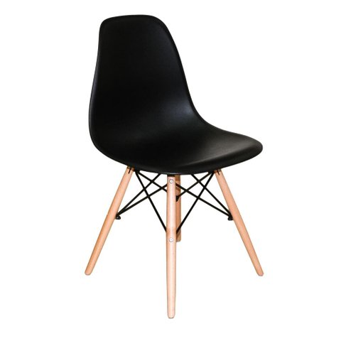Cadeira Eames Base de Madeira - Preta