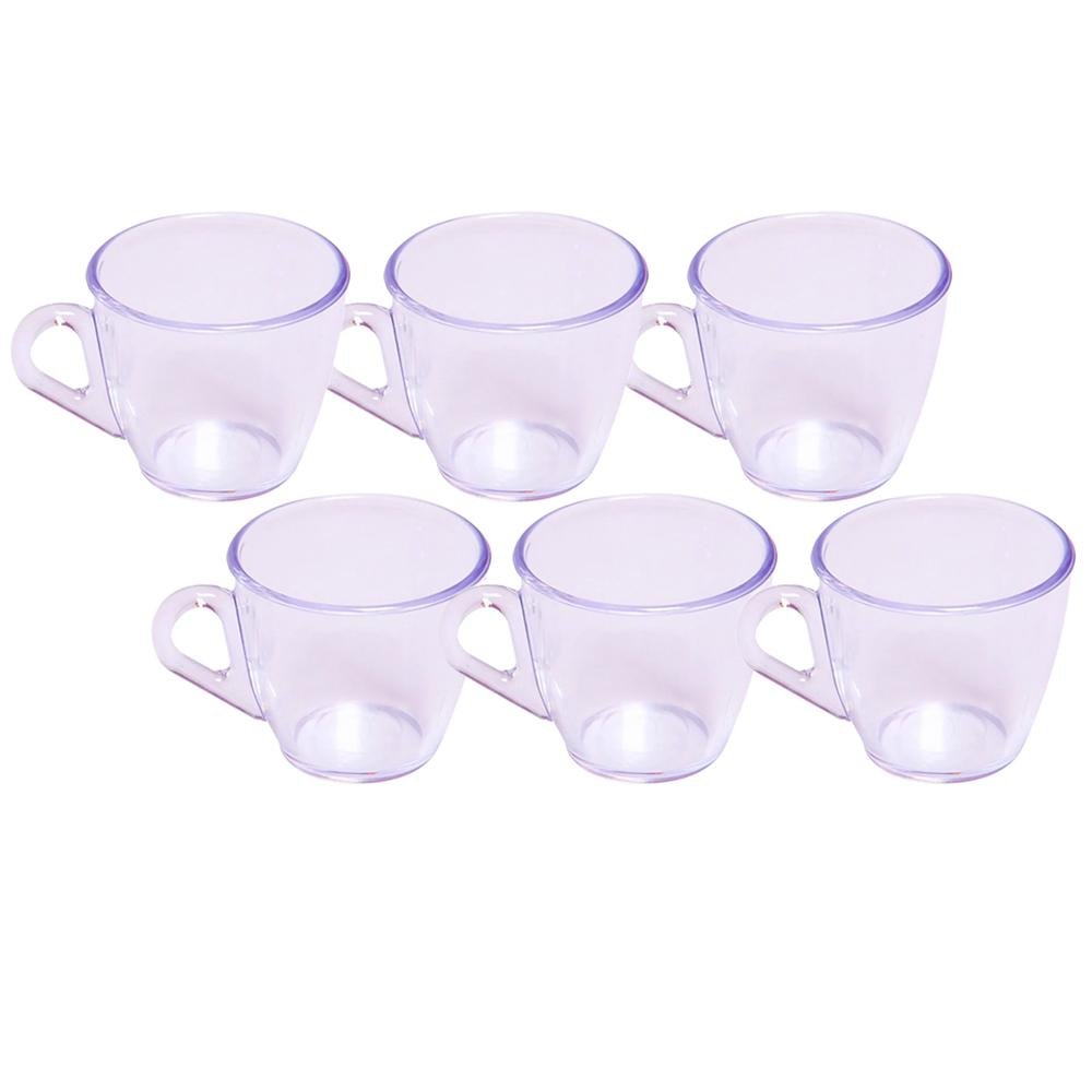 Kit 6 Xicaras em Acrílico Cristal de Café - Chá Decor - Cristal ...