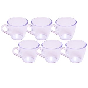 Kit 6 Xicaras em Acrílico Cristal de Café - Chá Decor - Cristal