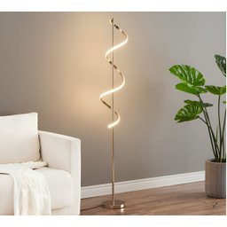 Luminária Chão Moderna Slim Coluna Metálica + Perfil Led Espiral 1,35m - Dourada - 1