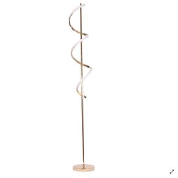 Luminária Chão Moderna Slim Coluna Metálica + Perfil Led Espiral 1,35m - Dourada - 2