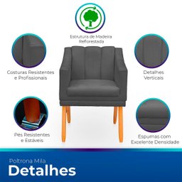Poltrona Cadeira para Sala Confortável Moderna e Reforçada Mila Suede - 3