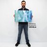Quadro Decorativo em Canvas Abstrato Pincelada Azul Claro TaColado Borda Infinita 60 x 40cm - 2