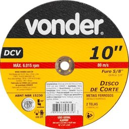 Disco de Corte 254,0x3,2x15,87 Dcv - Vonder - 1