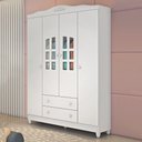 Ver imagem 5 de Quarto de Bebê Provençal Lisa Berço Mini Cama Guarda Roupa Infantil 4 Portas Branco Carolina Baby