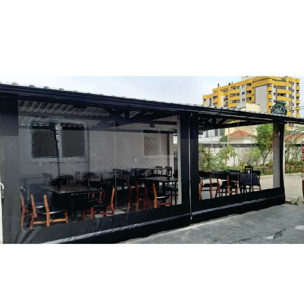 Toldo Cortina Preto c/ visor - 3,70m x 2,90m - kit completo - 1