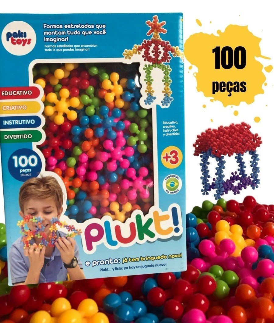 Brinquedo Montar Plukt Estrelas Educativo Infantil 100 Peças