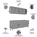 Ver imagem 3 de Armário Cozinha e Balcão para Pia 180cm Dallas Cinza - Lumil