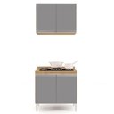 Ver imagem 2 de Armário Califórnia e Balcão para Cooktop Flórida Castanho/cinza - Lumil