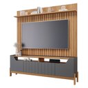 Ver imagem 1 de Estante Home Theater para Sala TV 70 com 4 Portas Moema Permóbili Grafite/Nature - 100% MDF