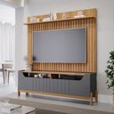 Ver imagem 3 de Estante Home Theater para Sala TV 70 com 4 Portas Moema Permóbili Grafite/Nature - 100% MDF