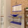 GABINETE DE VIDRO PARA BANHEIRO 60CM AC SAN MARINO COM SIFAO E TORNEIRA METAL:AZUL ESCURO - 1