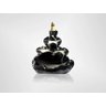 Incensário Cascata Flor de Lótus 4 Quedas Preto Cerâmica 10cm - 4