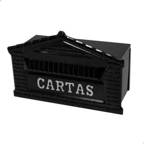 Caixa de Correio Tijolinho Popular 12x25 para Muro Preta com Cinza