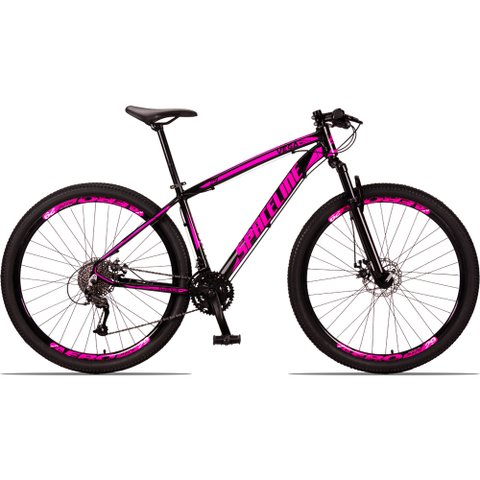 Bicicleta Aro 29 Spaceline Vega 27v Câmbios Shimano Altus Freio a Disco Preto e Rosa Tam: 15